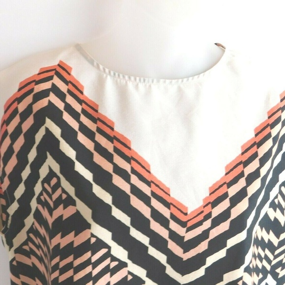 Topshop Geometric Sleeveless Size 4 Top Black Pink Button Back - Picture 2 of 8
